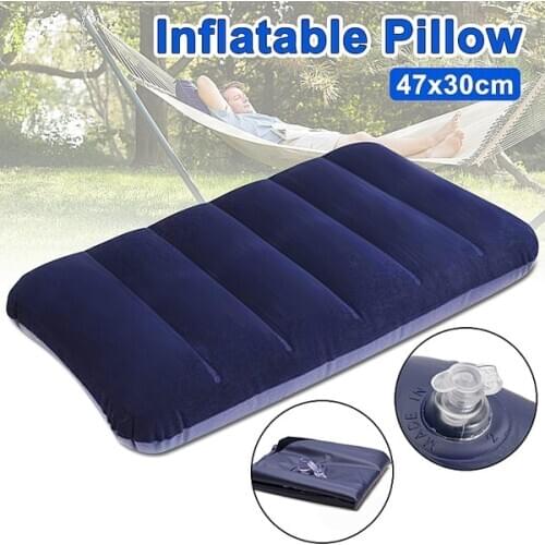 Foldable Pillow Outdoor Travel Sleep Pillow Air Inflatable Portable Break Rest Pillow Blue