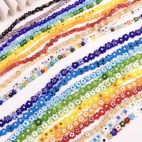 Glass Flower Beads Multiflower Shape Lampwork Beads Summer Colorful Beads DIY Jewelry Making Necklace Bracelets Rings