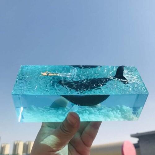 MALI New Epoxy Resin Big Winged Marine Life Whale Humpback Ornaments Car Decoration Night Light Creative Gift