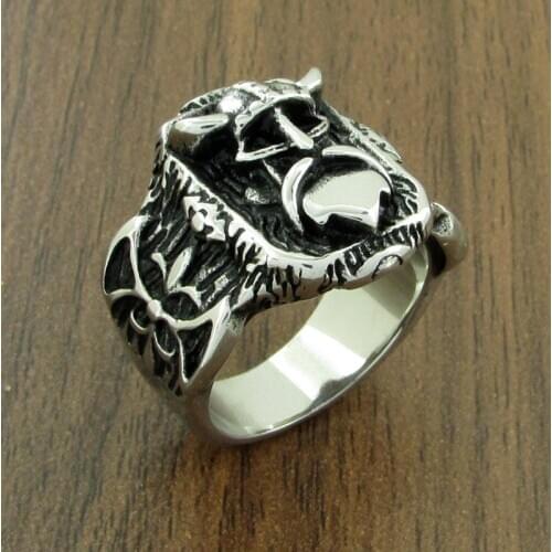 Vintage 316L Stainless Steel Mythology Odin Raven Silver Color Rings Mens Viking Black Plated Ring Scandinavian Amulet Jewelry