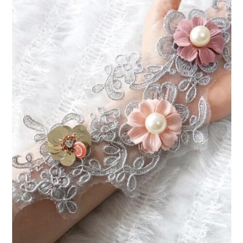 3D Flower Embroidery Applique Water-soluble Cloth Paste Hand Sewn Patch No Glue Sewing Accessory DIY