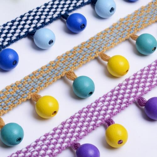 YOYUE 12 Yards/lot 4cm Wide Lace Fringe Curtain Beads Key Tassel Diy Stage Household Craft Fabric Ribbon Upholstery Decorative