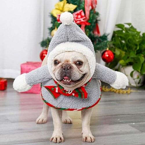 Funny Pet Dog Snowman Transformation Christmas Dog Clothes Hooded Costume Cosplay Dress Up French Bulldog Chihuahua Pug Coat