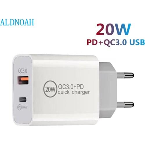 PD20W+QC3.0 usb quick charge universal wall mobile phone tablet chargers for iphone 12 11 samsung huawei charging charger