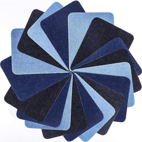 Iron-On Patches 18 Pieces 3 Colours Denim Cotton Patches Iron Repair Kit, Iron-On Patches, Decoration For Jeans Clothes