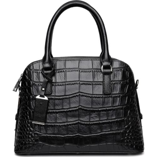 Genuine leather crocodile pattern women shell handbag long strap shoulder bags