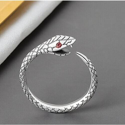 European New Retro Punk Exaggerated Cross Snake Ring Unusual Fashion Personality Three-Dimensional Adjustable Ring Jewelry 2020