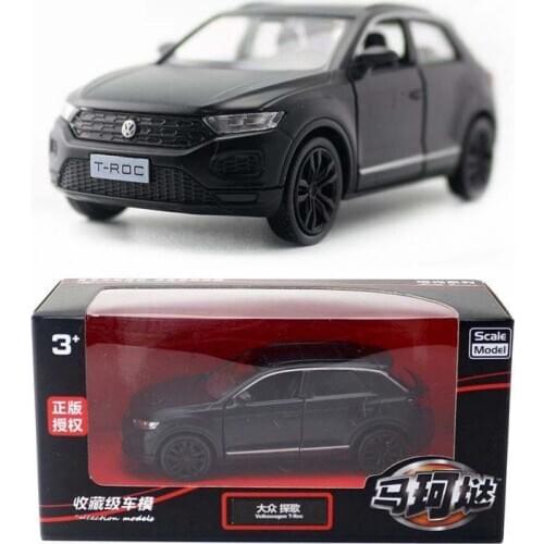 1/36 Matte Black T-ROC SUV Pull Back Toy Car Alloy Die Cast Collection Toys Vehicle For Children Kids