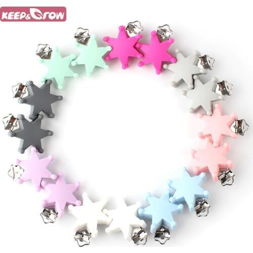 Keep&Grow 1Pc Hexagram Silicone Pacifier Clips Holder BPA Free Baby Teething Pacifier Chain Accessories BPA Free Baby Teethers