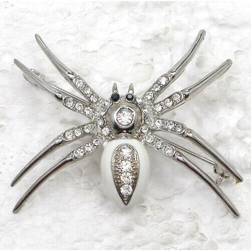 12pcs/lot Wholesale Fashion Brooch Rhinestone Spider Pin brooches Mens woman Accessories C101449