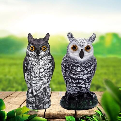 2Pieces Owl Decoy Scarecrow Fake Horned Owl Bird Scarecrow Decoy Owl Bird Deterrents Protect Gardens, Fruit and Vegetables