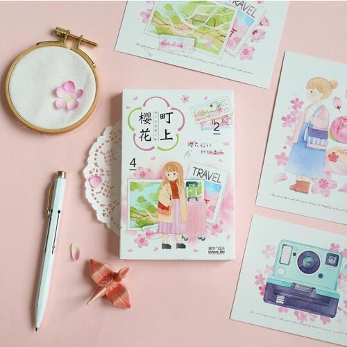 30 Sheets/Set Cartoon Sakura Postcards Greeting Card Birthday Letter Business Gift Card Message Card