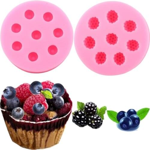 3D Blueberry Raspberry Silicone Molds Cupcake Topper Fondant Cake Decorating Tools Candy Polymer Clay Chocolate Gumpaste Moulds