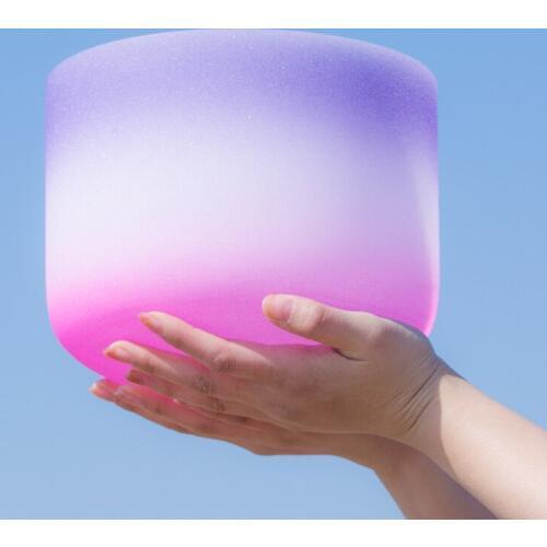 440HZ 8" B Crown Purple Pink Chakra Quartz Crystal Singing Bowl