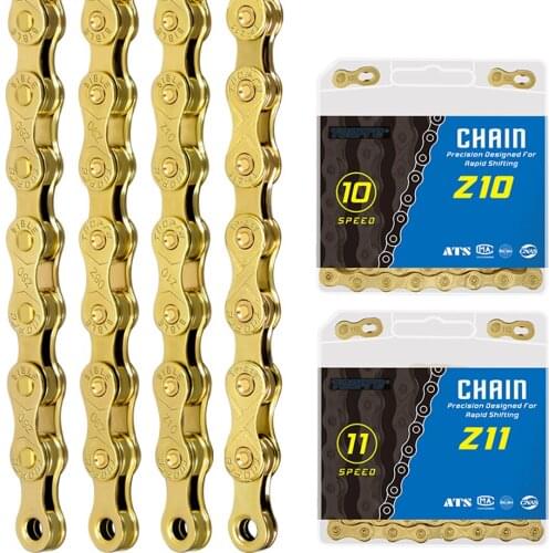 8/9/10/11 Speed Bicycle Chain Mountain Road Bike Chain Gold Plating Shifting 116 Links 24/27/30 Cycling Parts Accessories