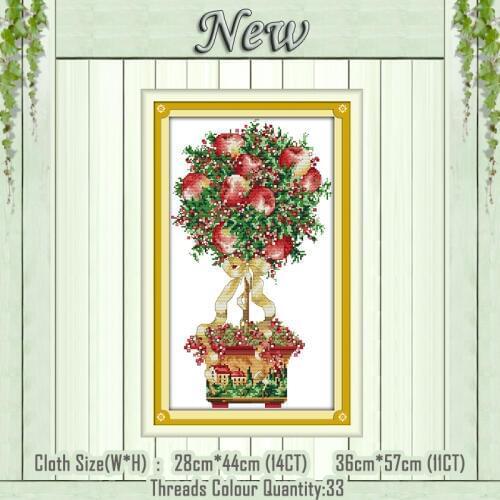 Apple flowers decor painting counted printed on the canvas DMC 11CT 14CT kits DIY chinese Cross Stitch embroidery needlework Set