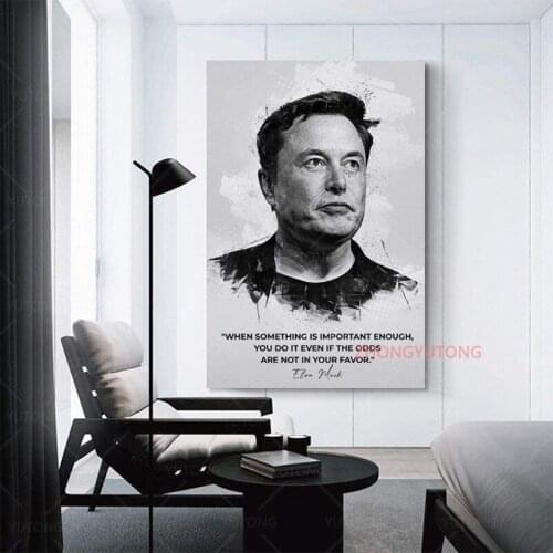 Elon Musk Poster Celebrity Inspirational Quotes Poster 1 Poster Decorative Canvas Wall Art Living Room Posters Bedroom Painting