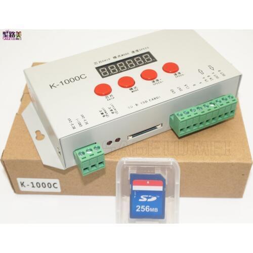 Free shipping K-1000C controller(T-1000S Updated) DC5V-24V WS2812B,WS2811,APA102,SK6812,2801 LED 2048 Pixels Program Controller