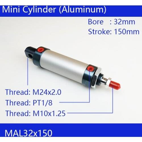 Barrel 32mm Bore 150mm Stroke MAL32x150 Aluminum Alloy Mini Cylinder Pneumatic Air Cylinder MAL32-150