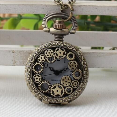 Bronze Case Dial Quartz Pocket Watch Analog Men And Woman gift