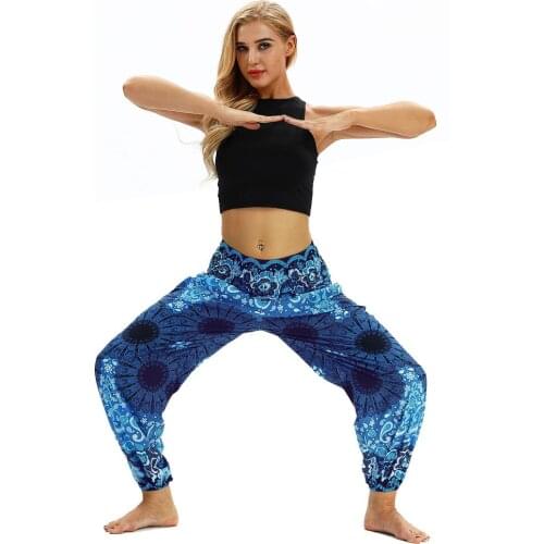 Men Women Trousers Boho hippie pants harem trousers thai trouser Tribal flowers Printing Cotton loose Trousers elastic pants