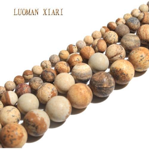 Natural Dull Polish Picture Jasper Matte Stone Beads For Jewelry Making DIY Bracelet Necklace Material 4/6/8/10 mm Strand 15