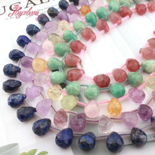 10x14mm Faceted Drop Natural:Lapis Citrine Stone Beads For Women Necklace Bracelet Jewelry DIY Loose Beads 5PC/15" Free Shipping