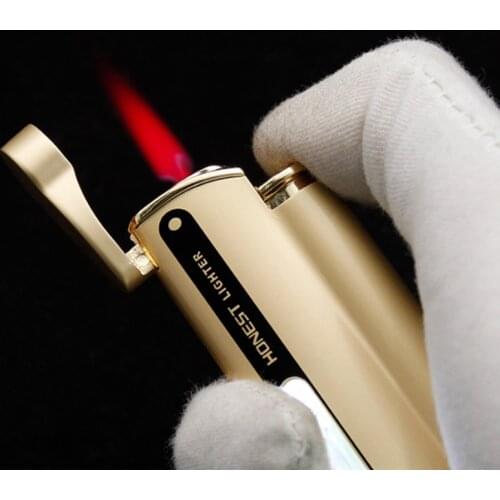 HONEST New Jet Torch Lighter Turbo Metal Lighter Visible Gas Window Windproof Inflated Cigarette Cigar Lighters Gadgets For Man