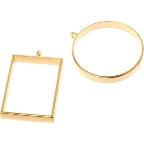 10 Pcs/Set Geometric Frame Hollow DIY Epoxy Resin Crafts Metal Frames Jewelry Making Necklace Pendant Charms Holder UV Resin