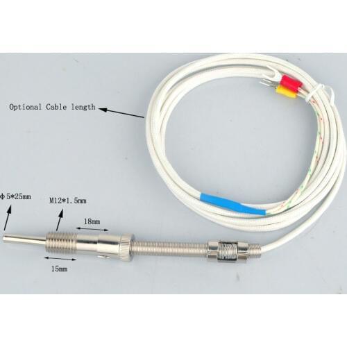 Temperature Sensor E Type Thermocouple Bayonet Compression Spring 2m 3m 4m 5m Cable Wire Temperature Controller