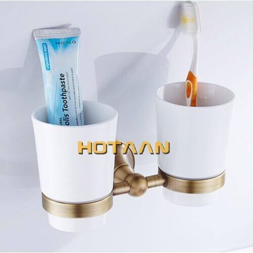Free shipping Fashion toothbrush holder,Pure copper&glass,Double cup, Bathroom cup holder bathroom set-wholesale YT-13508