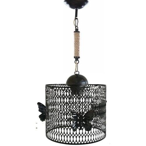 Hepsiniver Home Lux Black Wrought Iron Butterfly Kitchen Hallway Living Room Living Room Office Chandelier