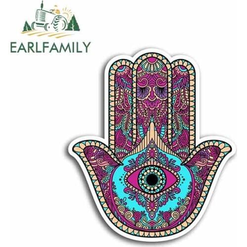 EARLFAMILY 13cm For Hamsa Hand All Seeing Eye Spiritual Fine Decal Waterproof Car Stickers Vinyl Wrap Personality Decals Decor