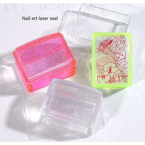 Silica gel Double Head Fluorescent laser Silicone Nail Art Polish Seal Manicure UV Stamping Print Gel Painting Plate Tools