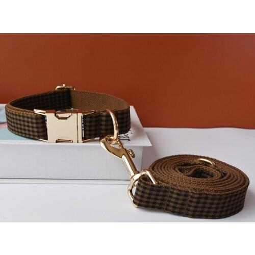 Cotton handmade personalized soft dog collar leads with bow tie traction rope engraved ID pet collar straps bulldog frances