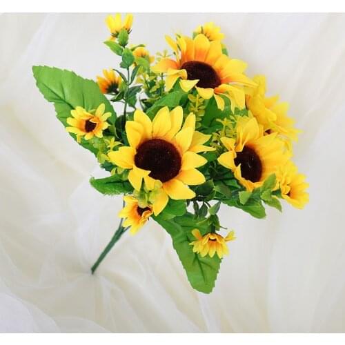 Artificial Flower Silk Sunflower Bouquet 13 Heads Daisy Branch Home Garden Party Wedding Decoration High Quality Fake Flowers