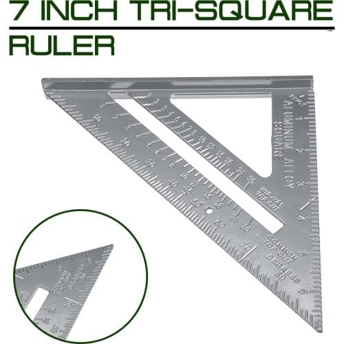 7 Inch Measuring Ruler Aluminum Alloy Speed Square Roofing Triangle Angle Protractor Trammel Measuring Tools Marking Tools