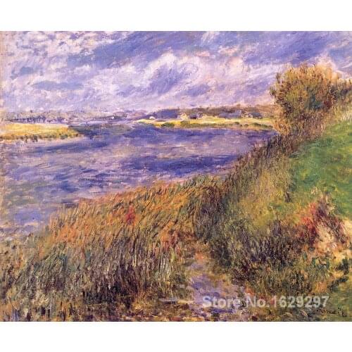 Art painting oil Impressionist Banks of the Seine at Champrosay Pierre Auguste Renoir paintings Handmade High quality
