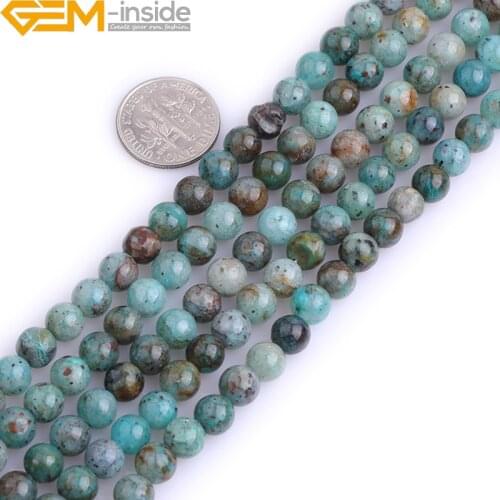 Round Natural Green Chrysocolla Stone Semi Precious Chakras Beads For Jewelry Making 15" Strand 6mm 10mm 12mm