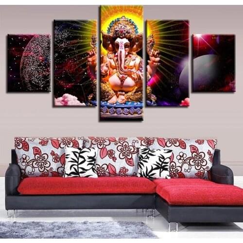 Lord Ganesha 5 Pieces Multi-Panel 5D Diy Diamond Painting Religion Full Square Round Rhinestone Mosaic Diamond EmbroideryZP-4625