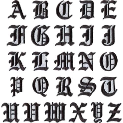 Font Embroidery patches single pieces English Alphabet Letters A-Z Mixed Embroidered Sew on badge Iron On Patches For Clothing