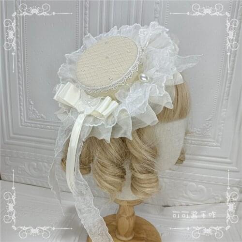 Miss Fla Lolita Lolita Wedding White Black Hair Hoop New KC Side Clip Hair Yarn Hair Accessories