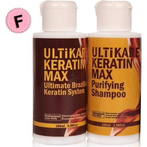 100ml Free Formalin Keratin Hair Treatment Straightening and 100ml Purifying Shampoo Smooth Shiny and Repair Damage Hair