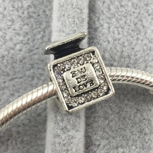 Perfume bottles Charm With EAU DE LOVE European Beads Fit Charms Bracelets&Bangles Necklace
