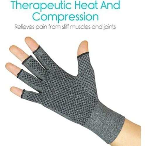 Unisex Compression Arthritis Hand Gloves Textured Open Finger Joint Pain Relief Wrist Length Mittens For Rheumatoid Osteoarthris