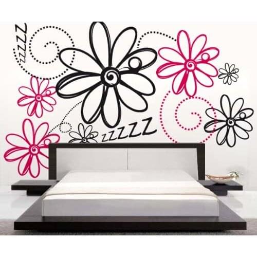 Daisies headboard wall sticker-measures 147x93 cm-wall decoration, wall stickers, wallpaper