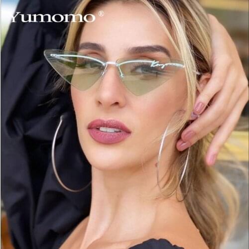 Small Cat Eye Vintage Sunglasses Women Classic Retro Brand Designer Frameless Rimless Sun Glasses Shades Female Ladies Eyewear