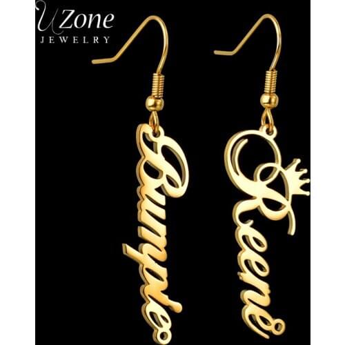 UZone New Fashion Stainless Steel Custom Name Drop Earrings Personalized Letter Dangle Earrings For Women Birthday Gift Jewelry