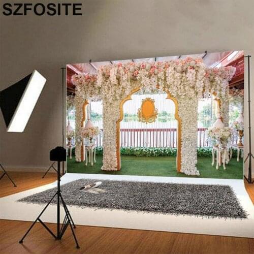 Beautiful Flowers Wall Wedding Photography Background Bride Groom Church Engagement Party Table Decoration Photo Vinyl Backdrop