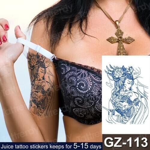 Temporary sleeve tattoo women Japanese geisha pattern safe juice ink tatoo fake waterproof on arm wrist back body art tattoos